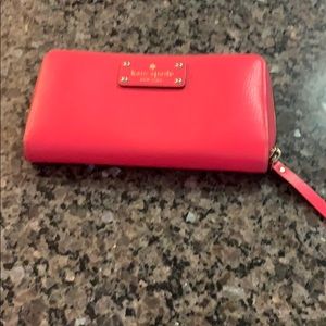 Kate Spade bright pink long zip wallet